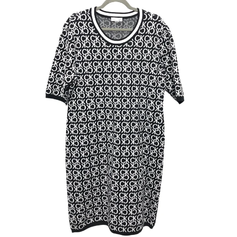 Dress Casual Short By Calvin Klein In Black & White, Size: Xl