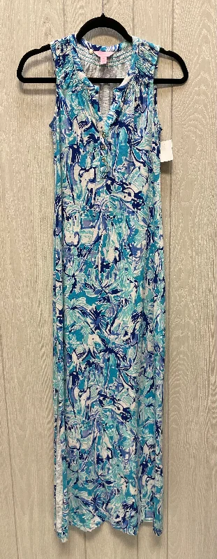 Dress Casual Maxi By Lilly Pulitzer In Blue & White, Size: Xs