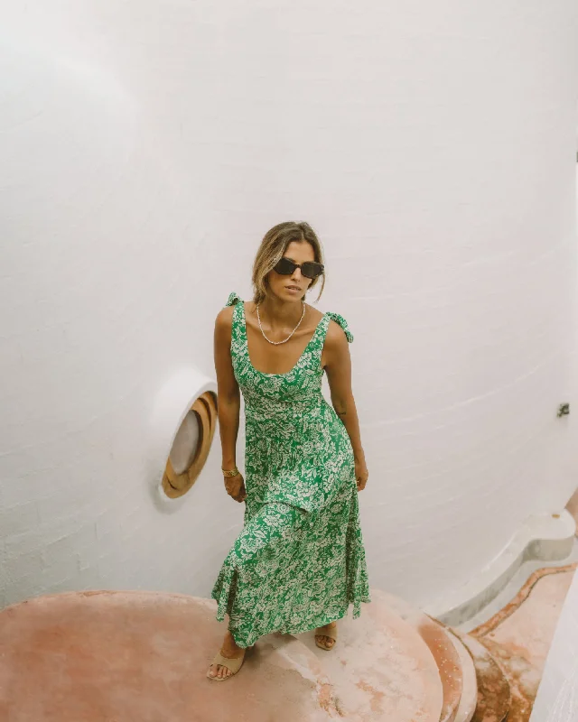 Miah Green Floral High Low Midi Dress