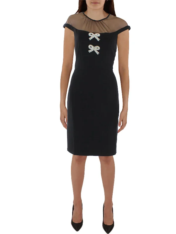 Womens Bow Polyester Cocktail And Party Dress