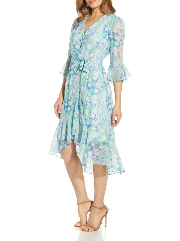 Womens Chiffon Floral Print Cocktail and Party Dress