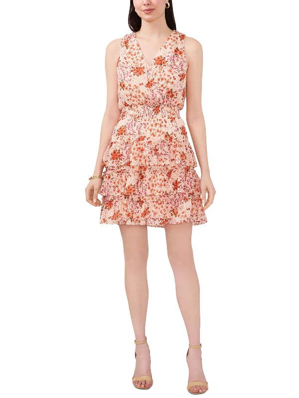 Womens Floral Print Polyester Cocktail And Party Dress