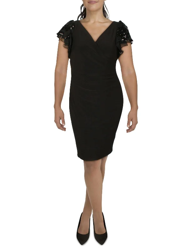 Womens Jersey Gathered Cocktail And Party Dress