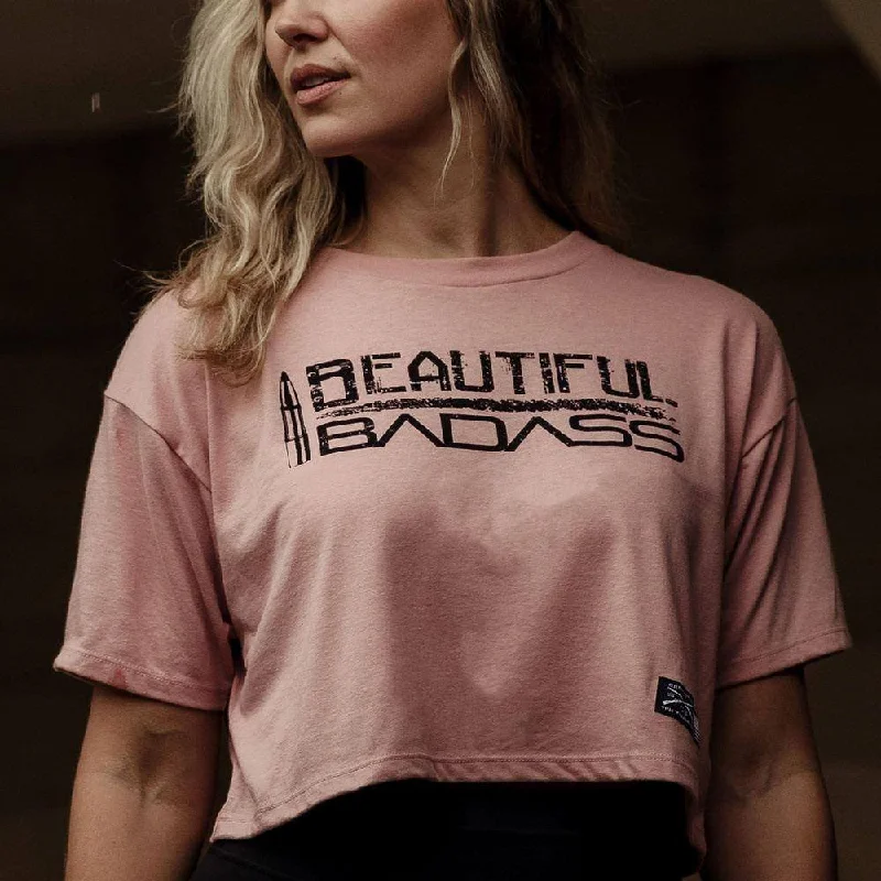 Women's Beautiful Badass Cropped T-Shirt - Desert Pink