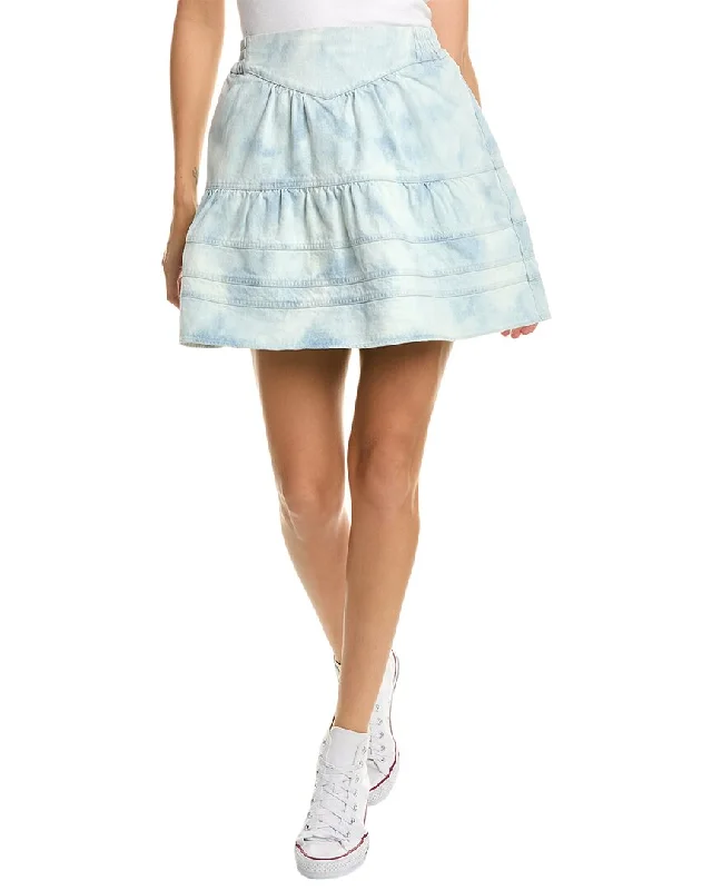 SEA NY Daryl Bleached Denim Mini Skirt