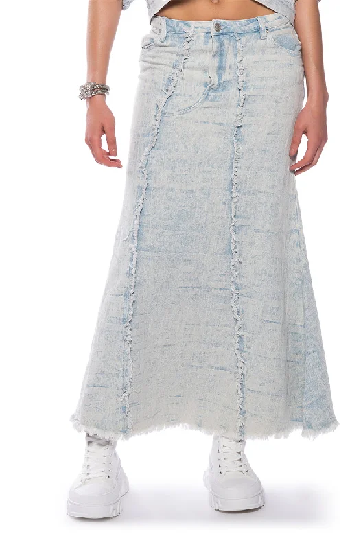 ULTRA BLEACH WASH DENIM MAXI SKIRT