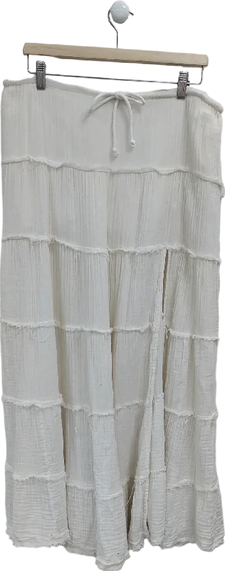 Urban Outfitters White Ruffle Maxi Skirt UK M