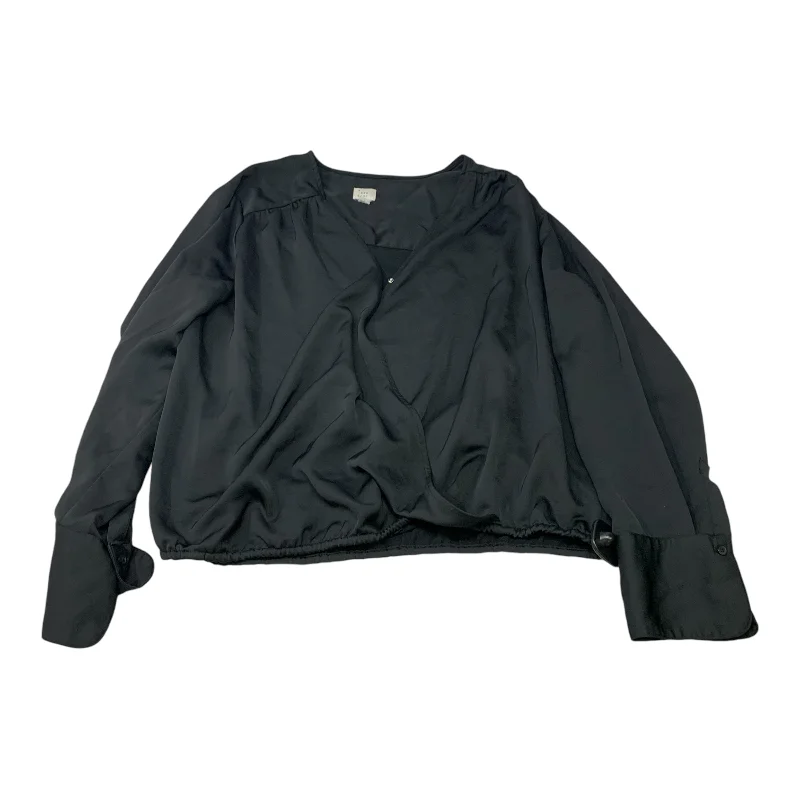 Blouse Long Sleeve By A New Day In Black, Size: Xxl