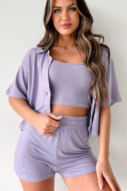 Lost In Thought Three Piece Lounge Set (Purple)