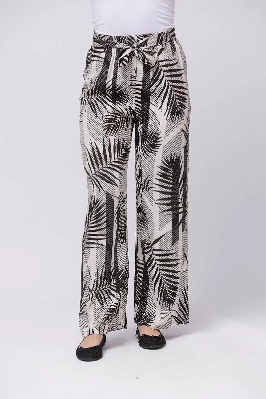 Saloos Palm Leaf Print Trousers with Belt