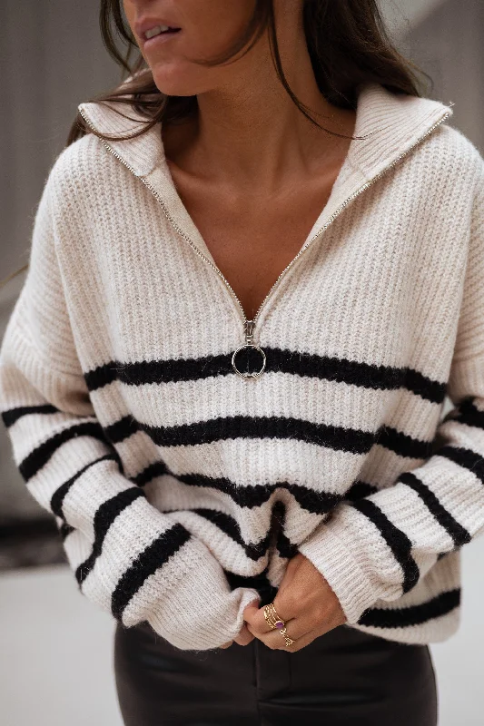 Ecru striped Lelio Sweater