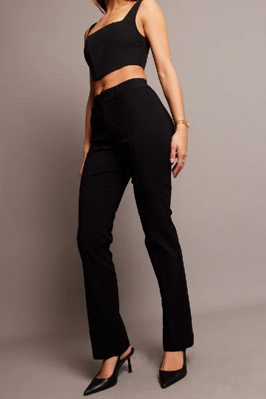 Black Slim Pants Mid Rise