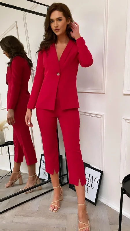 Val Cherry Red Suit Trousers