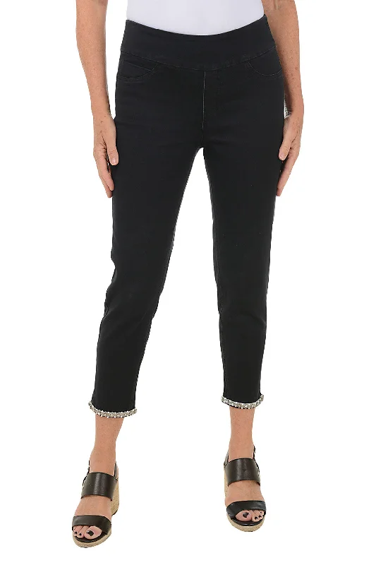 Pearl Bow Denim Capri Pant