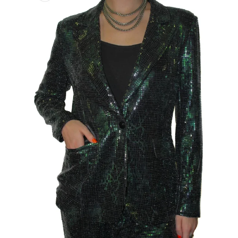 Emerald Glamour Blazer In Emerald Green