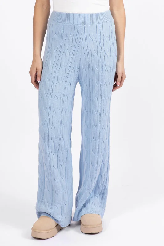 Forever Winter Light Blue Cable Knit Sweater Lounge Pants DOORBUSTER