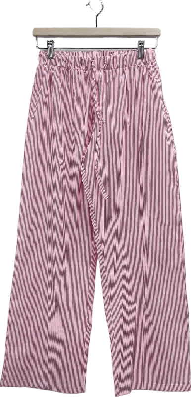 PrettyLittleThing Pink Pinstripe Drawstring Waist Straight Leg Trousers UK 8