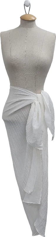 The Summer Edit White Sophia Crinkle Linen Sarong One Size